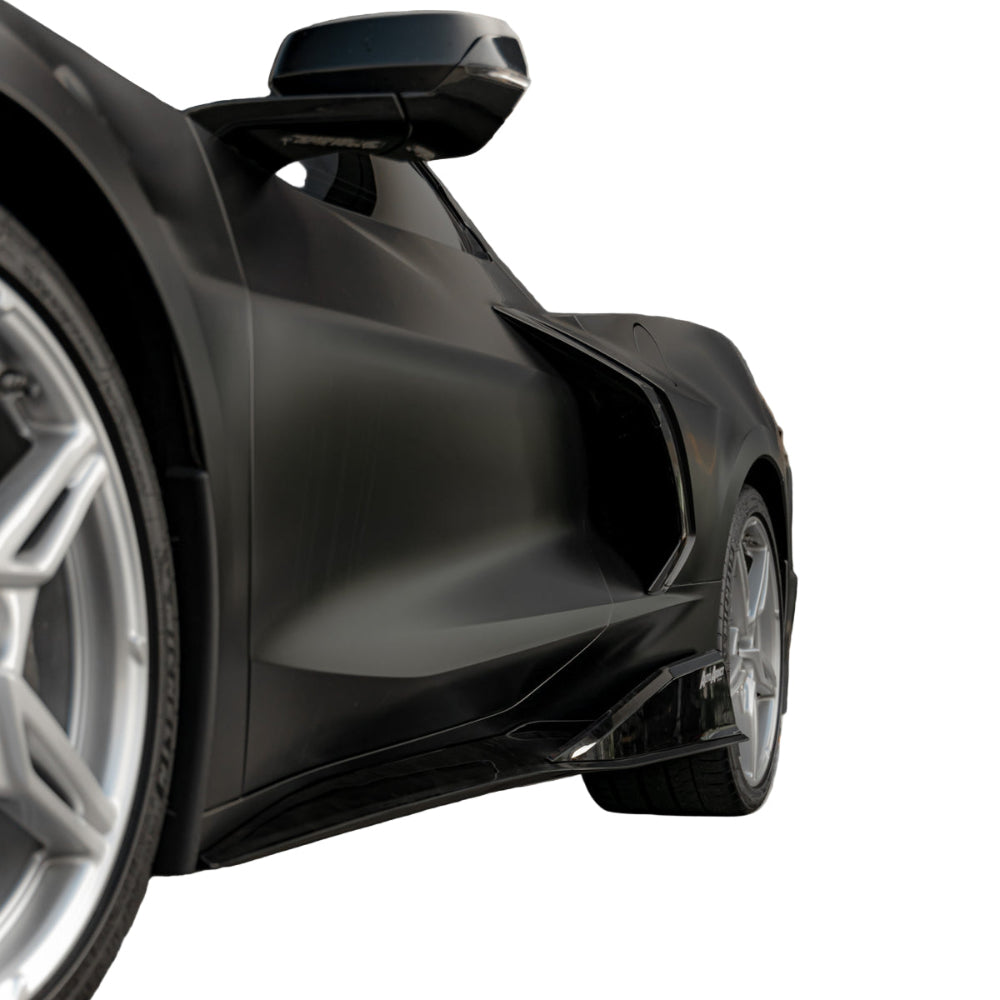 2020-2024 Corvette C8 Stingray Evo Style Side Skirts Gloss Black Pair-Side Skirts-Auto Addict