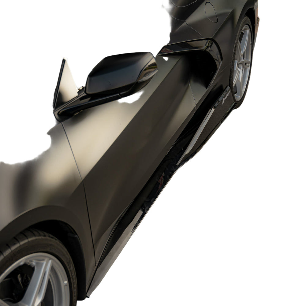 2020-2024 Corvette C8 Stingray Evo Style Side Skirts Gloss Black Pair-Side Skirts-Auto Addict