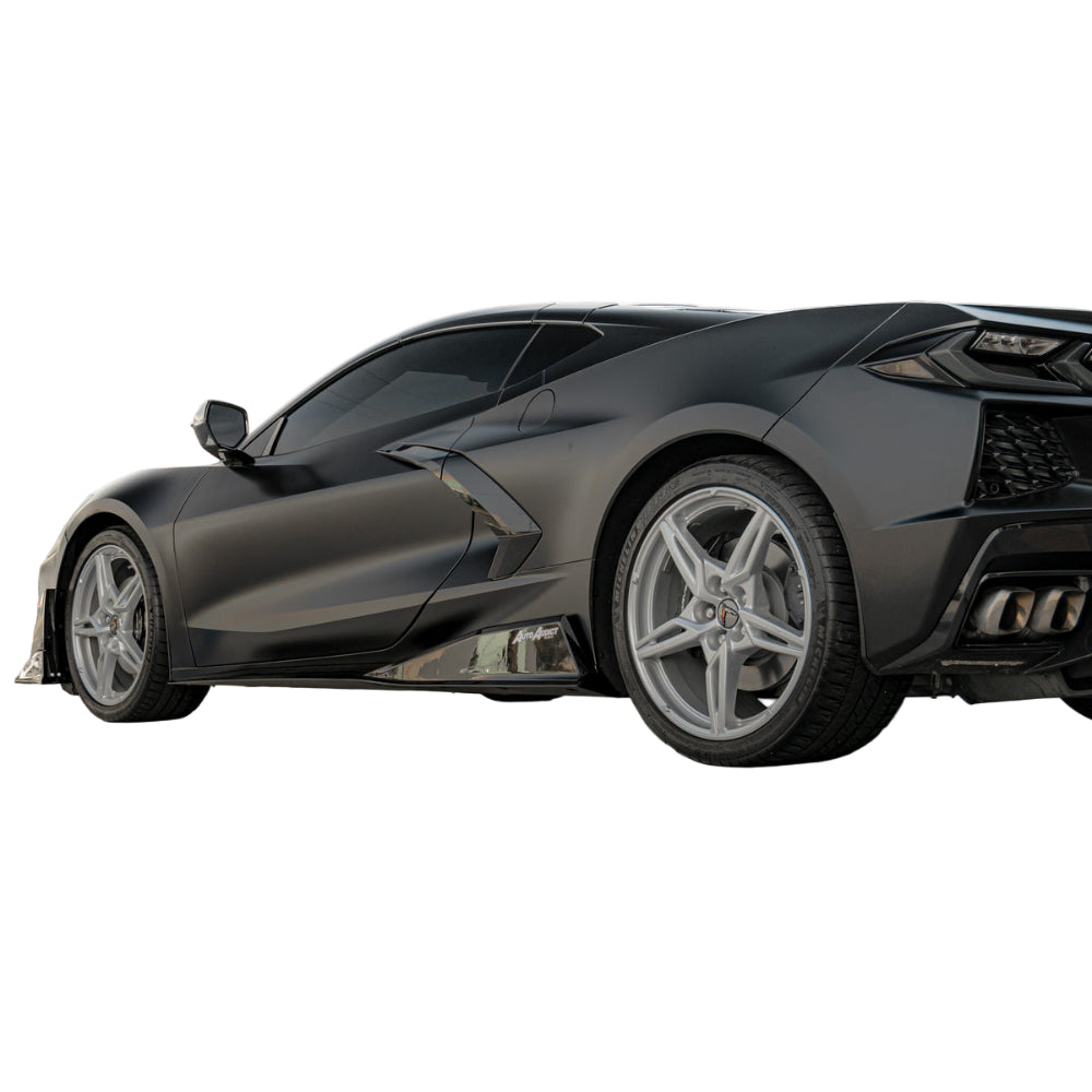 2020-2024 Corvette C8 Stingray Evo Style Side Skirts Gloss Black Pair-Side Skirts-Auto Addict-