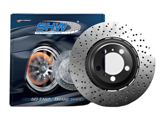 SHW Performance Front Left Drilled Lightweight Brake Rotor for 2021 BMW M3 
