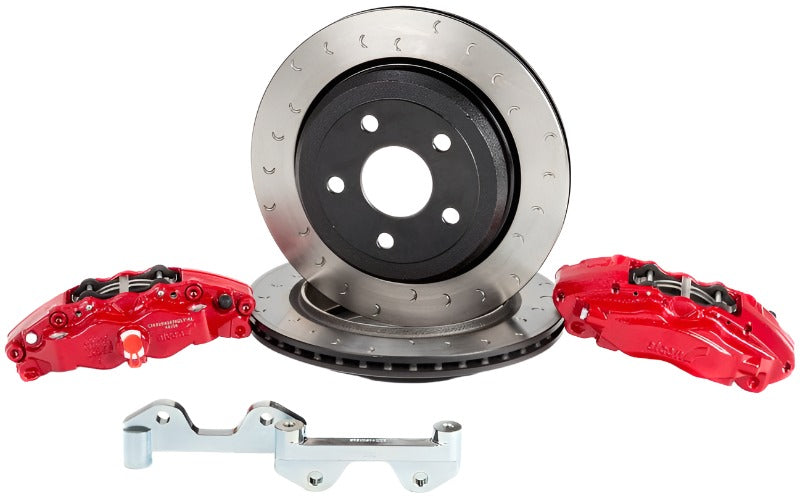 Alcon 2007+ Jeep JK-JL 330x22mm Rotors 4-Piston Red Calipers Rear Brake Kit (Includes Brake Lines) - Black Ops Auto Works