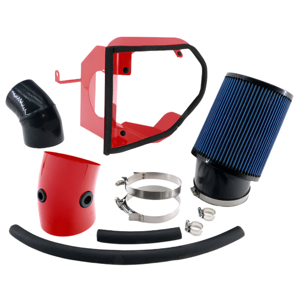 4.5in Powder-Coated Open Box Cold Air Intake for the 2017 - 2022 Dodge Hellcat With Air Grabber Hood