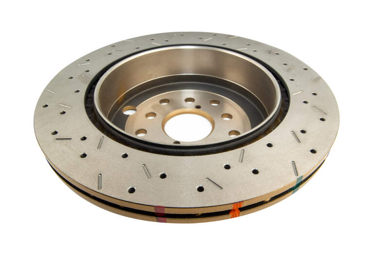 DBA 4000 T3 Rear Drilled Slotted Rotor for Subaru WRX STI BRZ 08-20 - Close Up