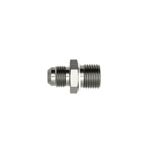 Load image into Gallery viewer, Close-up of DeatschWerks titanium 6AN to M16 x 1.5 adapter showing precision-machined threads.