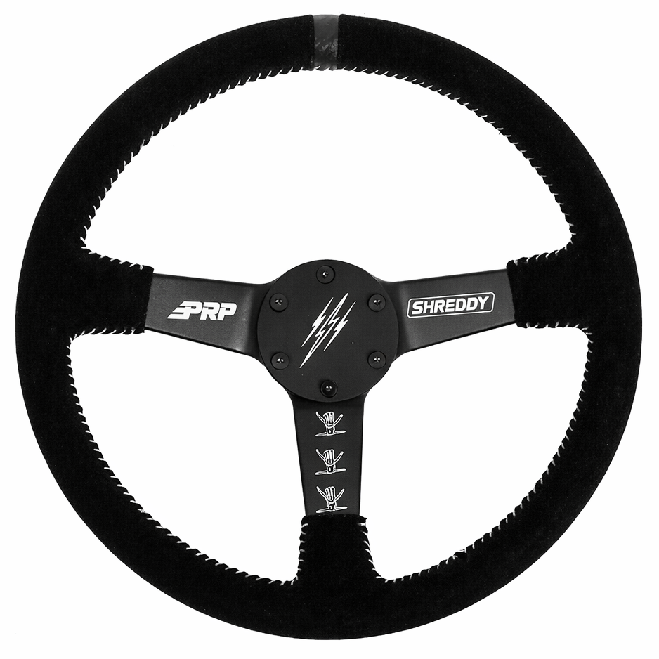 PRP Comp-R Leather Steering Wheel - Black for Polaris RZR Can-Am Maverick UTVs