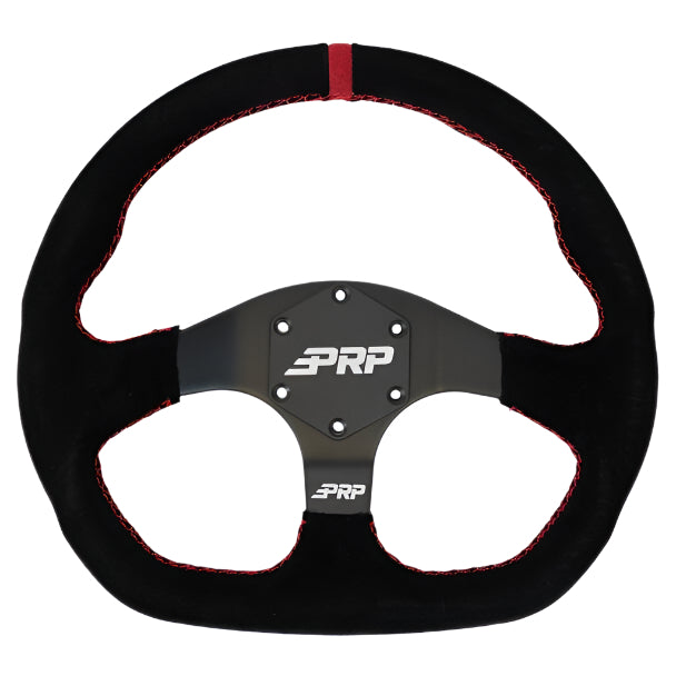 PRP Comp-R D-Shape Suede Steering Wheel - Red