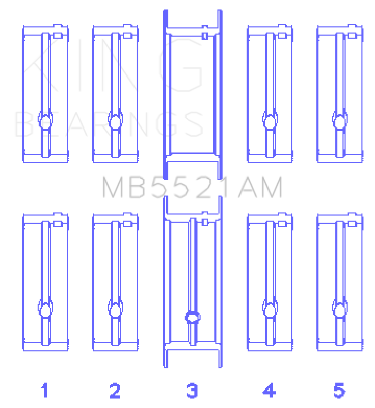 King GMB5521AM Chrysler 2.2L 2.5L Main Bearing Set STD