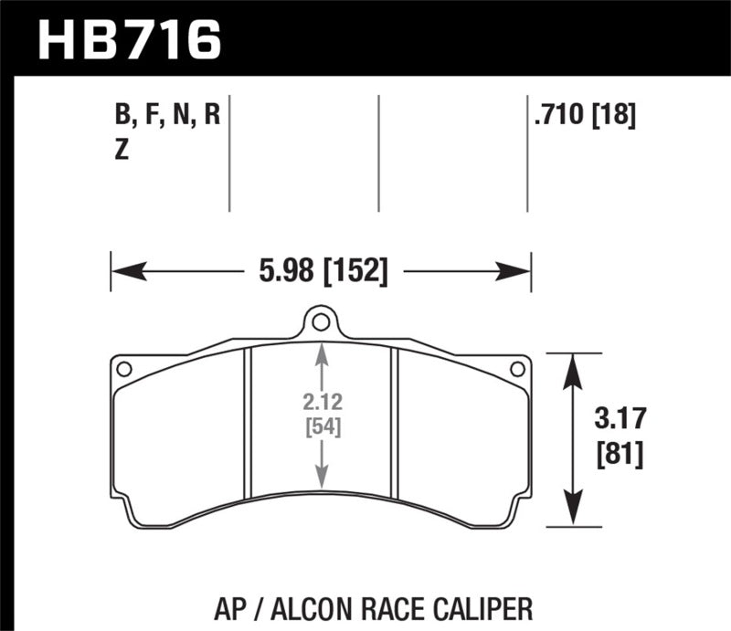 Hawk HPS Brake Pads KHB716F.710 for AP Racing & Alcon Calipers