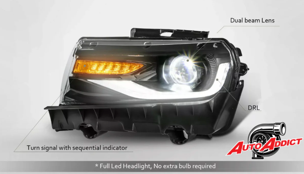 2014-2015 Chevy Camaro 6th Gen Style Headlights Projector LED DRL'S-Exterior Trim-Auto Addict