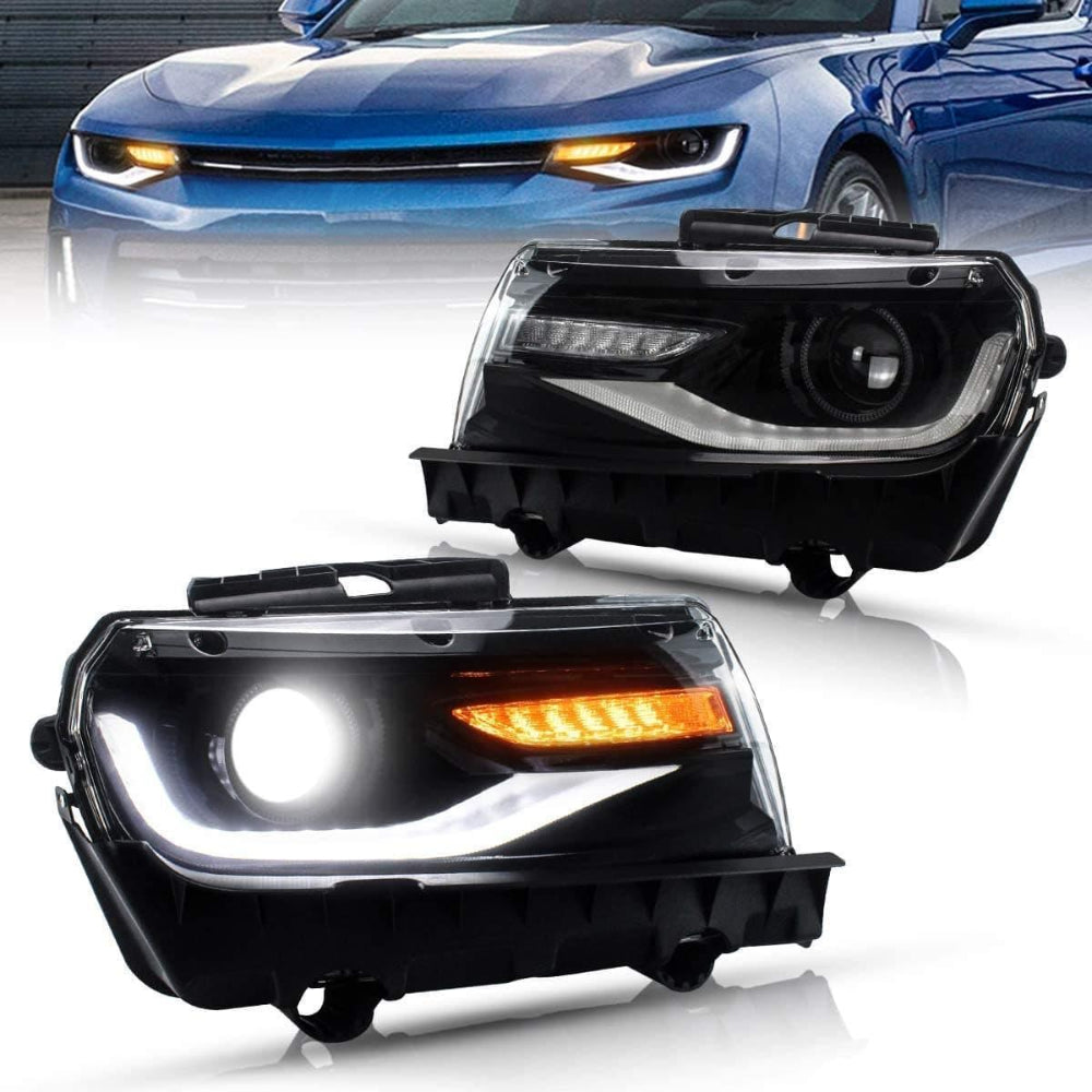 2014-2015 Chevy Camaro 6th Gen Style Headlights Projector LED DRL'S-Exterior Trim-Auto Addict