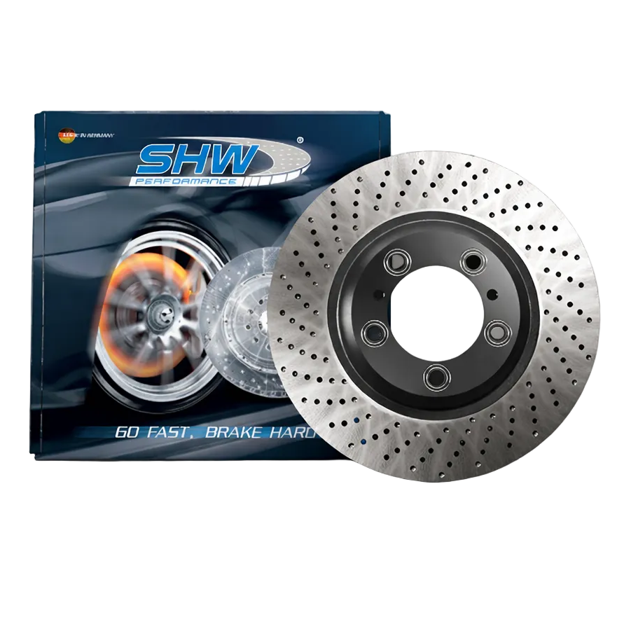 SHW 05-08 Porsche Boxster 2.7L Left Front Cross-Drilled Monobloc Brake Rotor (98735140101)