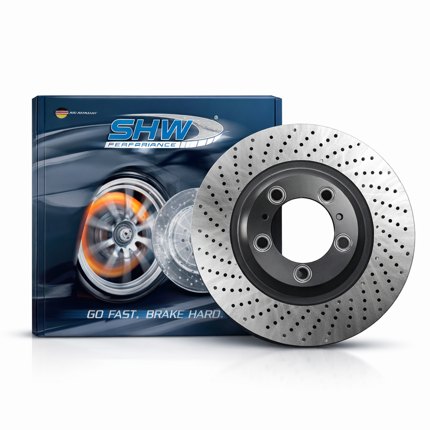 SHW 2008 Porsche Boxster Limited 2.7L Right Front Cross-Drilled Monobloc Brake Rotor (98735140201)