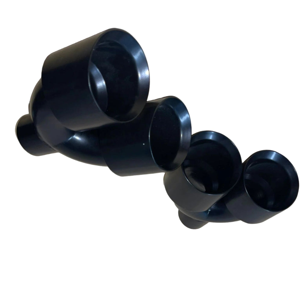 Pair of Wideoutt stainless Trackhawk-style exhaust tips displayed on white background