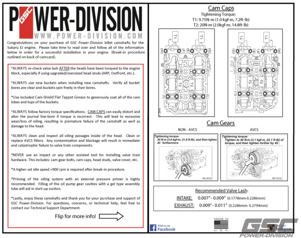 -GSC P-D 08+ Subaru STI S2 Cams 272/272 Billet Right Exhaust Cam Only-Camshafts-GSC Power Division