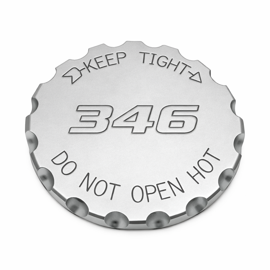 Mopar radiator cap accent cover by Billet Technology for Chrysler Dodge Jeep and Ram vehicles