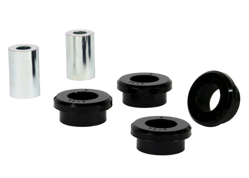 Close up Whiteline polyurethane bushing with internal grease grooves