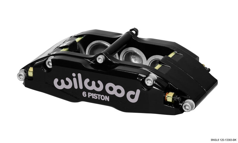 WIL120-13383-BK-Wilwood Caliper-BNSL6-LH-Black 1.62/1.12/1.12in Pistons 1.10in Disc-Brake Calipers - Perf-Wilwood