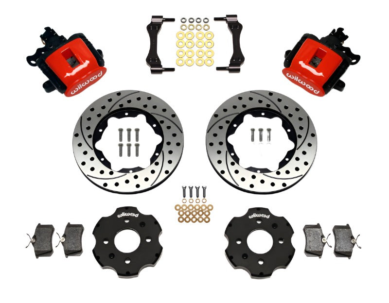 Wilwood Combination Parking Brake Rear Kit 11.00in Drilled Red Civic / Integra Disc 2.39 Hub Offset - Black Ops Auto Works