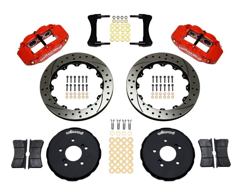 Wilwood Narrow Superlite 6R Front Hat Kit 12.88in Drill Red Honda S2000 - Black Ops Auto Works