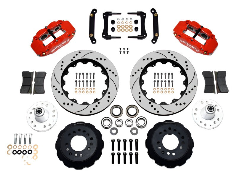 Wilwood Narrow Superlite 6R Front Hub Kit 14.00in Drill Red 79-81 Camaro-Big Brake Kits-Wilwood