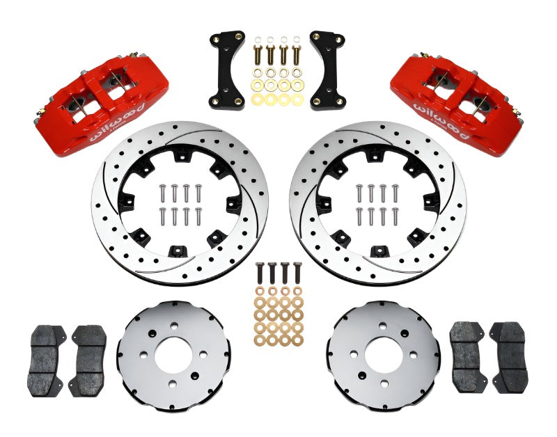 Wilwood Dynapro 6 Front Hat Kit 12.19in Drilled Red 94-01 Honda/Acura w/262mm Disc - Black Ops Auto Works