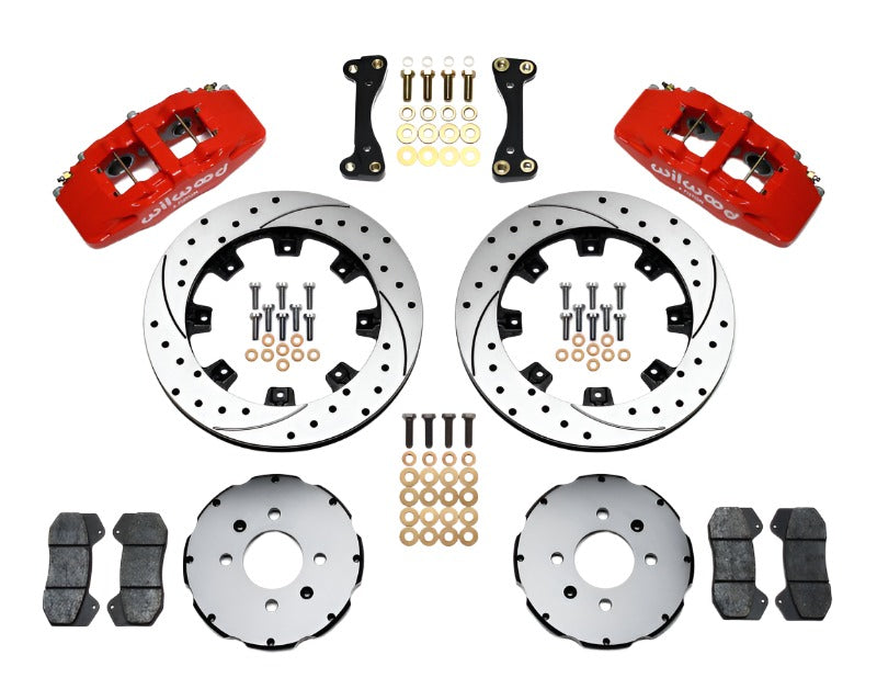 Wilwood Dynapro 6 Front Hat Kit 12.19in Drilled Red 90-99 Civic w/240 mm Disc - Black Ops Auto Works