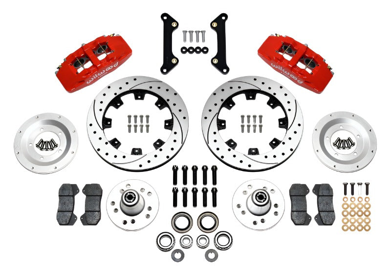 Wilwood Dynapro 6 Front Hub Kit 12.19in Drilled Red 70-78 Camaro-Big Brake Kits-Wilwood