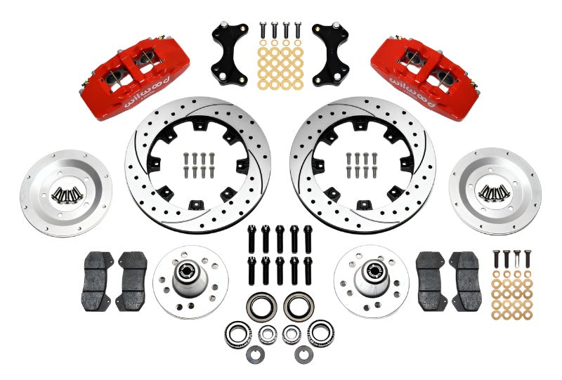 Wilwood Dynapro 6 Front Hub Kit 12.19in Drilled Red WWE ProSpindle-Big Brake Kits-Wilwood