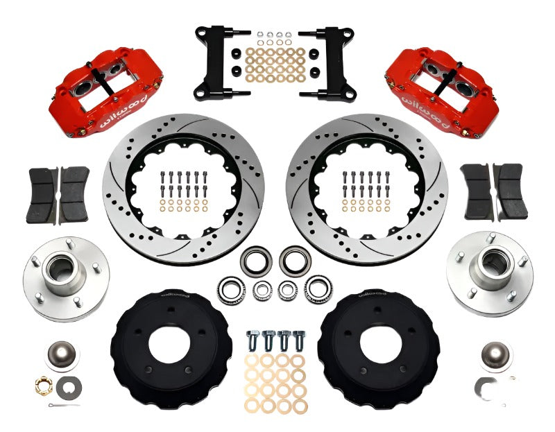 Wilwood Narrow Superlite 6R Front Hub Kit 14.00in Drill Red Chevy C-10 60-87 CPP Drop Spindle Wilwood
