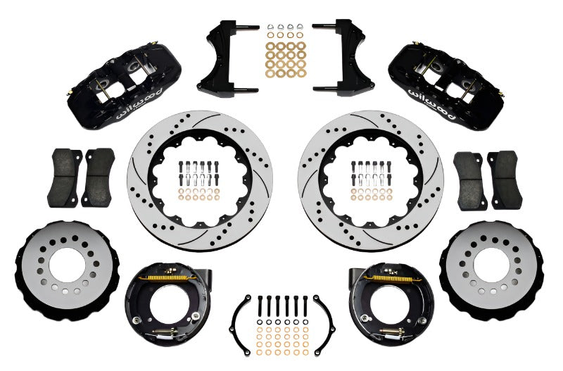 Wilwood AERO4 Rear P-Brake Kit 14.00in Drilled Chevy C-10 2.42 Offset 5-lug-Big Brake Kits-Wilwood