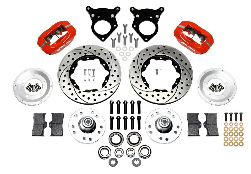 Wilwood Forged Dynalite Front Kit 11.00in Drilled Red 87-93 Mustang 5 Lug - Black Ops Auto Works