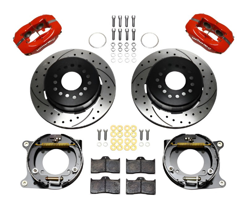 Wilwood Forged Dynalite P/S Park Brake Kit Drill-Red Impala 59-64 / Corvette 57-62-Big Brake Kits-Wilwood