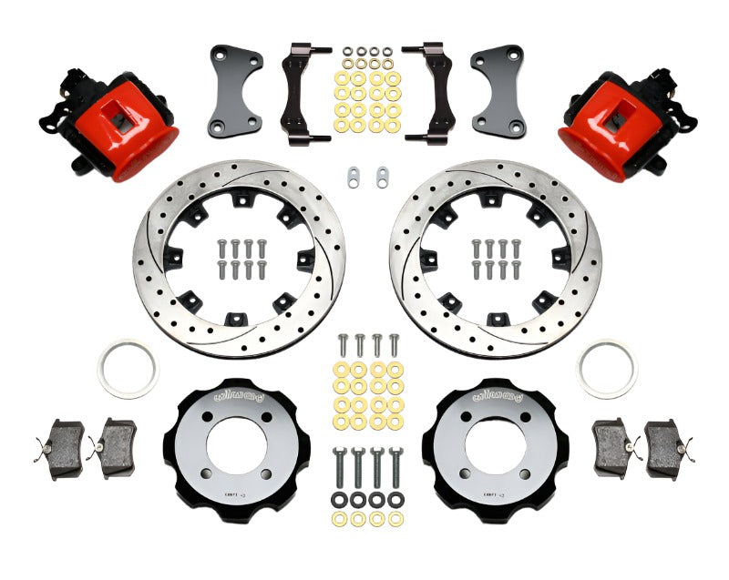 Wilwood Combination Parking Brake Rear Kit 11.75in Drilled Red 2011 Fiesta Rear-Brake Calipers - Perf-Wilwood