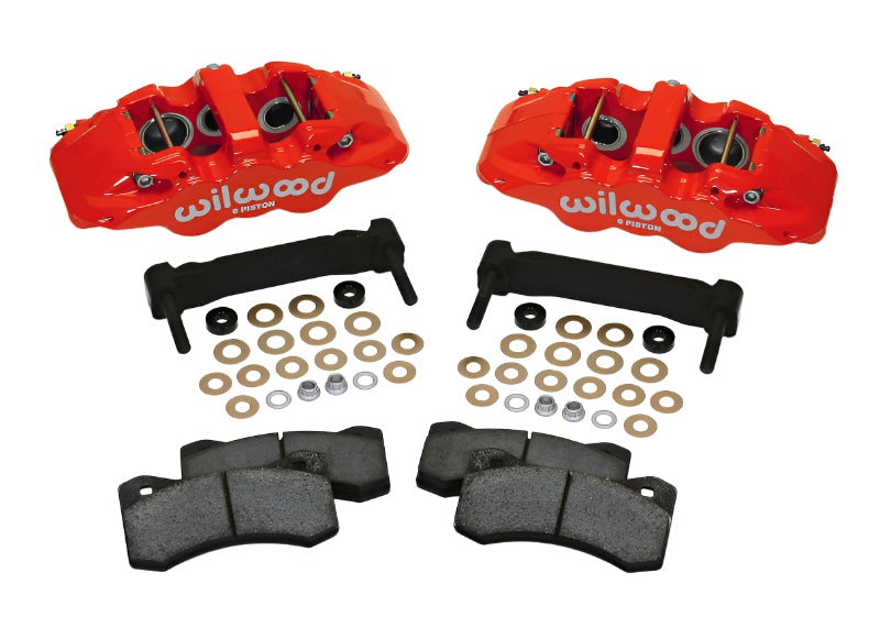Wilwood AERO6 Front Caliper & Bracket Kit - Red 97-13 C5/C6 Corvette w/ OEM HD/Z51 Rotors - Black Ops Auto Works