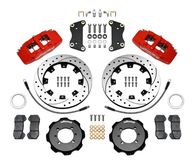 Wilwood Dynapro 6 Front Hat Kit 12.19in Drilled Red 2012 Fiat 500 w/ Lines - Black Ops Auto Works