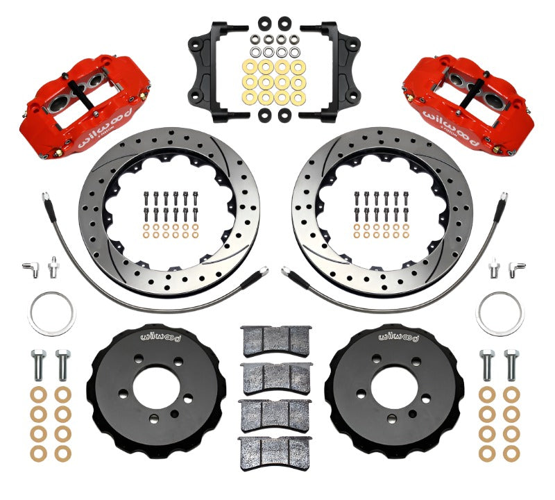 Wilwood Narrow Superlite 6R Front Hat Kit 12.88in Drill Red 06-12 Volkswagen GTI w/ Lines - Black Ops Auto Works