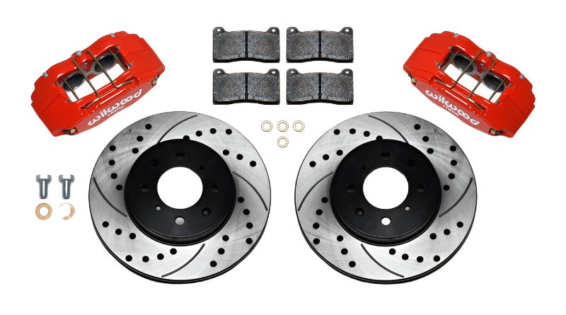 Wilwood DPHA Front Caliper & Rotor Kit Drill Red Honda / Acura w/ 262mm OE Rotor - Black Ops Auto Works
