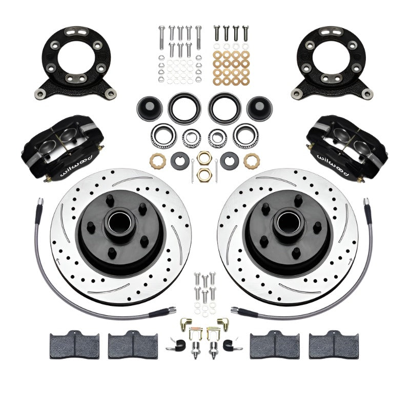 Wilwood Forged Dynalite-M Front Kit 11.30in 1 PC Rotor&Hub-Drill 65-69 Mustang Disc & Drum Spindle - Black Ops Auto Works