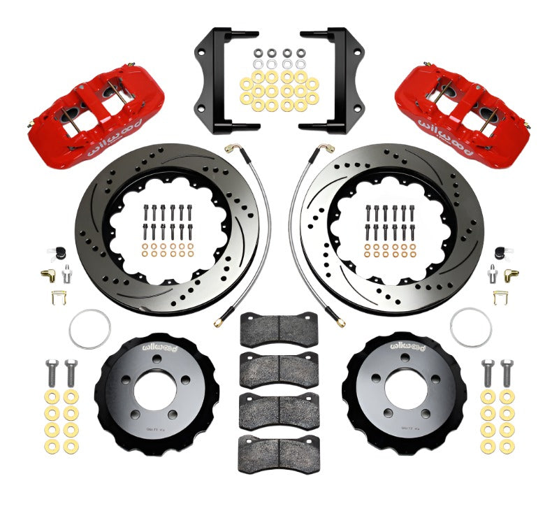 Wilwood AERO6 Front Hat Kit 14.25 Drilled Red 2014-Up Challenger w/Lines - Black Ops Auto Works