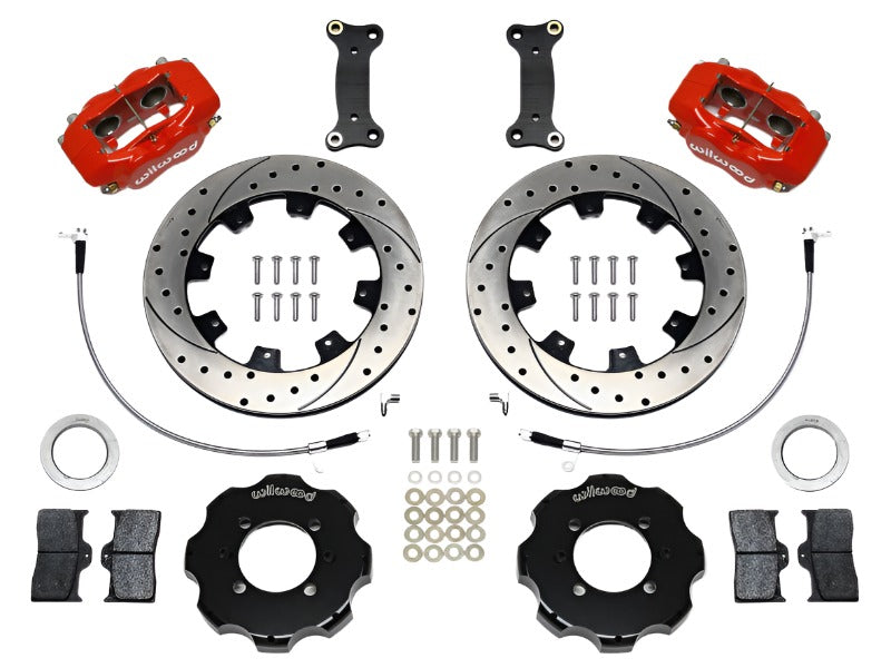 Wilwood Forged Dynalite Front Hat Kit 12.19in Drilled Red 2016-Up Mazda MX5 Miata w/ Lines-Big Brake Kits-Wilwood
