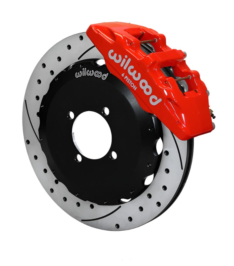 Wilwood Dynapro 6 Front Hat Kit 12.88in Drilled Red 2016-Up Mazda MX5 Miata w/ Lines - Black Ops Auto Works