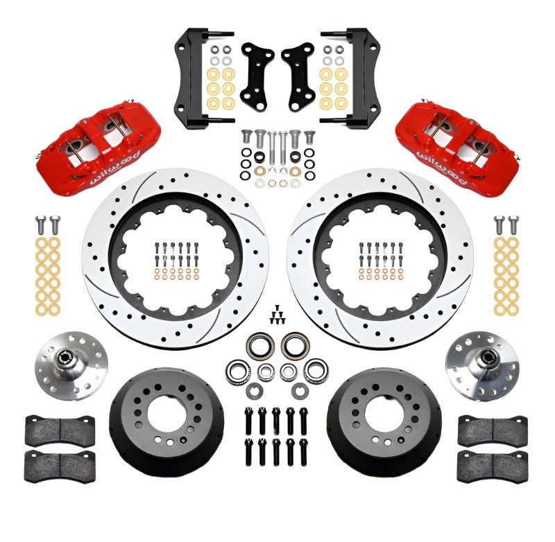 Wilwood AERO6 Front Hub Kit 15.00 Drilled Red 67-69 Camaro 64-72 Nova Chevelle - Black Ops Auto Works