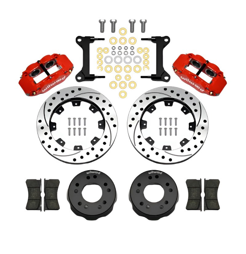 Wilwood Narrow Superlite 6R Front Kit 12.19in Drilled Red 63-87 C10 w/ Wilwood Pro Spindles Wilwood
