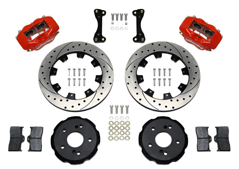 Wilwood Forged Dynalite Front Hat Kit 12.19in Drilled Red 02-06 Acura RSX-5 Lug - Black Ops Auto Works