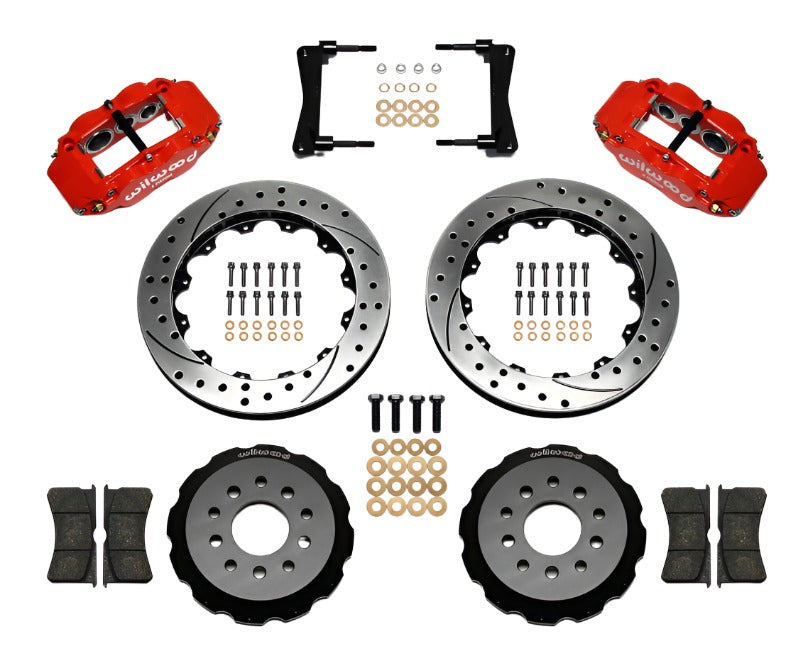 Wilwood Narrow Superlite 6R Front Hat Kit 13.06in Drill Red 2005-2014 Mustang - Black Ops Auto Works