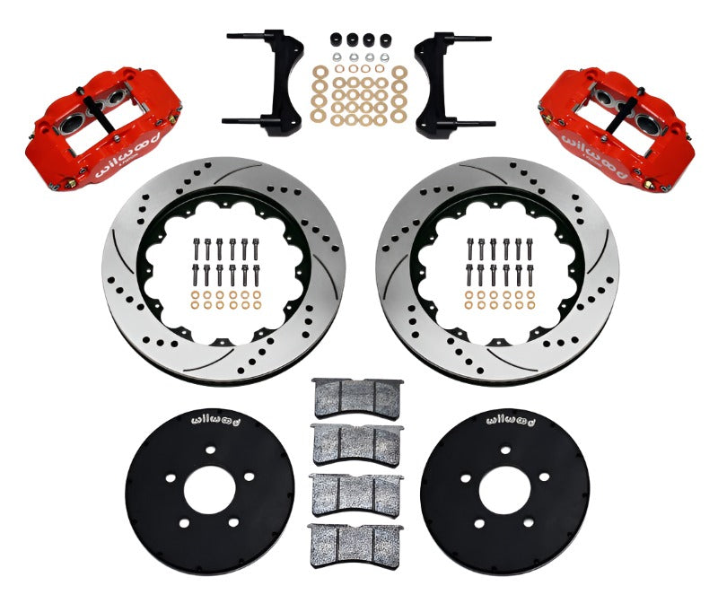 Wilwood Narrow Superlite 6R Front Hat Kit 14.00in Drill Red 1994-2004 Mustang - Black Ops Auto Works