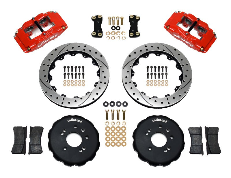 Wilwood FSLI4 Front Hat Kit 13.00in Drilled Red Nissan 240SX - Black Ops Auto Works