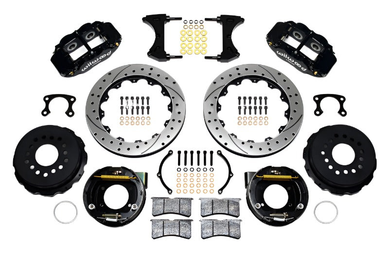 Wilwood Narrow Superlite 4R Rear P-Brk Kit 12.88in Drilled Big Ford New Style 2.50in Offset - Black Ops Auto Works
