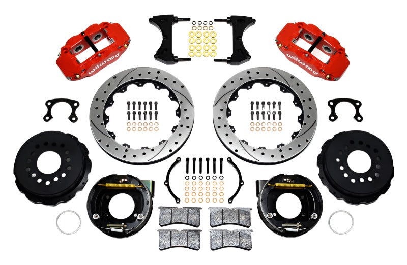 Wilwood Narrow Superlite 4R Rear P-Brk Kit 12.88in Drill Red Big Ford New Style 2.50in Offset Wilwood