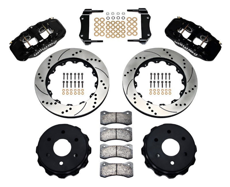 Wilwood AERO4 RearTruck Kit 14.25in Drilled 1999-2010 GM 1500-SUV 1 Piston OE Caliper - Black Ops Auto Works